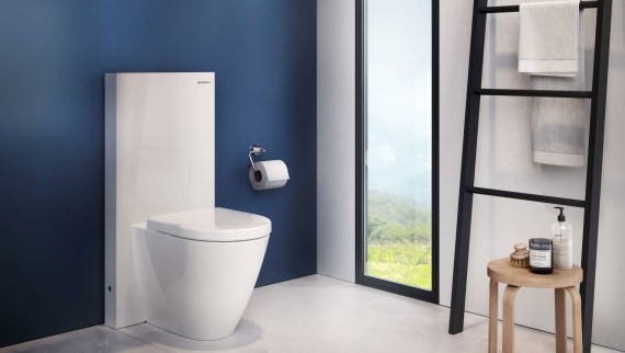 Geberit Monolith Puro in white and the iCon floor-standing WC
